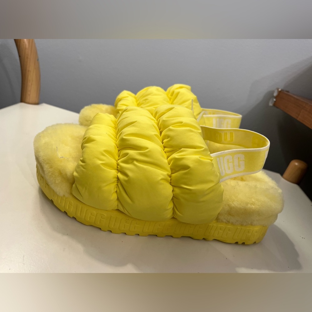 New UGG Soft Scrunchita Sandals Sunny Yellow Women Size 9 26 Cm